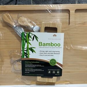 Bamboo Cheese Board Tray Set - Natural Brown